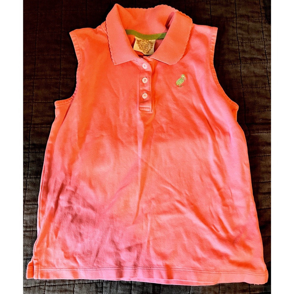 The Beaufort Bonnet Company Girls Pink Pima Cotton Sleeveless Polo Shirt Size 10